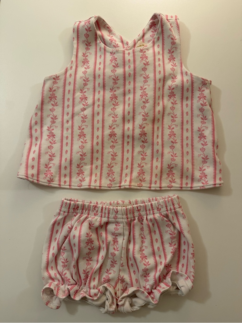 The Beaufort Bonnet Company Pink Floral Stripe Tank Top & Bloomers